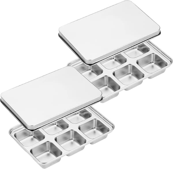 Isbitsformar i rostfritt stål - 2-pack - Stor storlek - Med lock - Passar även för andra drycker och läsk