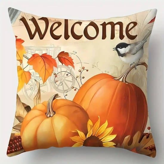 ING Kuddfodral - 4-pack - Höstpumpablomma - Soffa och Sovrumsinredning Kuddar - 45x45cm