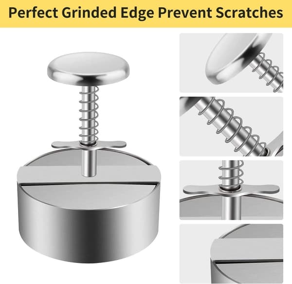 ING Pressmaskin - 304 rostfritt stål - 14cm - Justerbar köttfärsbiffpress - Silver