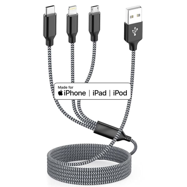 Multiladerkabel 3-pakke 4FT Multiladerkabel Hurtigladekabel USB-ladekabel 3 i 1