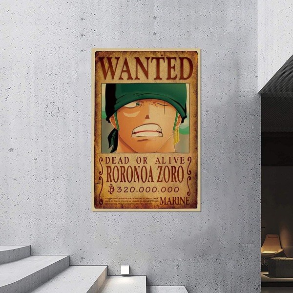 Anime-plakat, One Piece Wanted-plakater 51,5 cm × 35,5 cm Stor, Mann