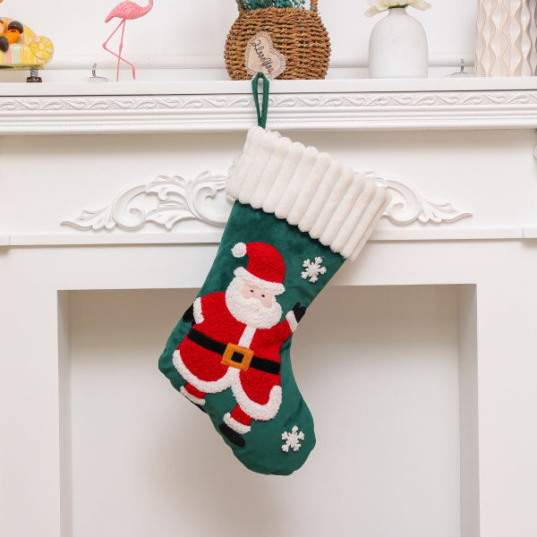 CDQ 2 Par Julestrømper Store Eldre Snømann Broderte Julestrømper Juletre Peis Dekorasjon Gave Strømper 37*26cm
