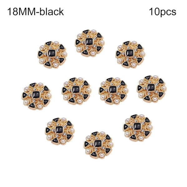 10 stk Perleknapper Klædeknapper Skjorteknapper SORT 18MM 10ST 10ST sort black black 18MM10pcs-10pcs