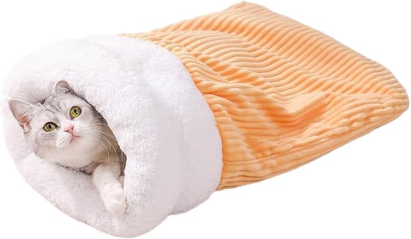 ING Vintersovepose for katter - Beige - Størrelse M (45 x 35 cm)
