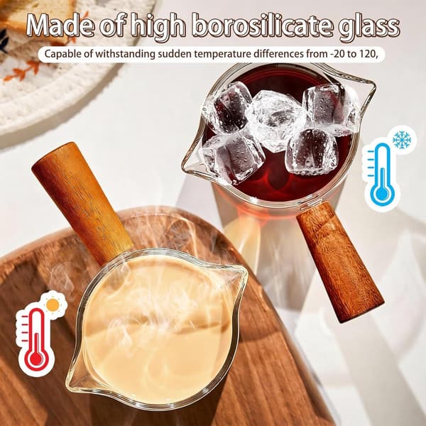 2 st espressomått i klarglas med dubbla pipar, 75 ml, för kaffebryggning