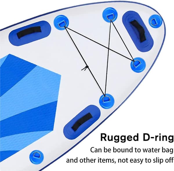 PVC paddleboard D-ring patches, 8-pak, 8 cm, SUP kajak/oppustelig båd tilbehør, blå.