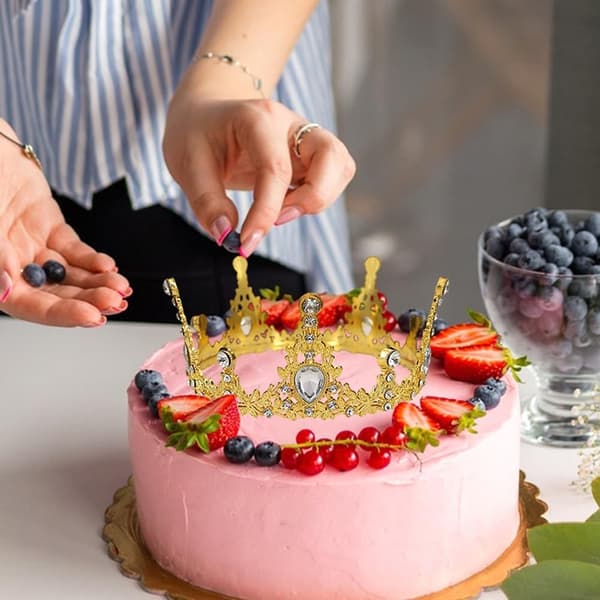 Krone Kagetopper - Mini Rhinestone Krone Kagetopper til Børne- og Kvindefødselsdage