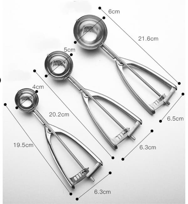 Tre-delt bageske - lavet af rustfrit stål (4cm + 5cm + 6cm)