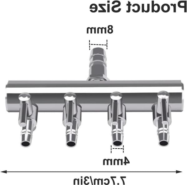 Akvarie Luftfordeler - Luftstrømsregulator - Iltfordeling - Rustfrit Stål - 4/8mm Slange