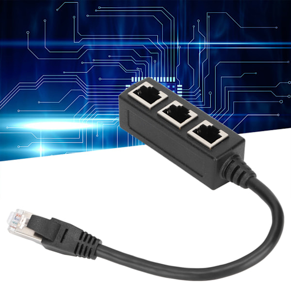 RJ45 Ethernet Adapterkabel Forlængerfunktion 1 til 3 Porte Fremragende Forbindelse Splitter med 1m Kabel til Hjemmet