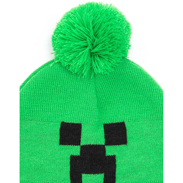 Minecraft Creeper Hette og Hansker Sett One Size Grønn/Svart
