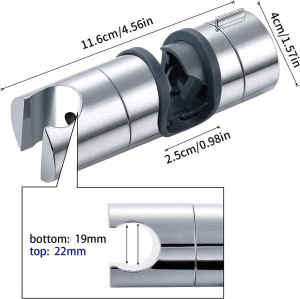 2-delt 19-25 mm justerbar ABS erstatningshåndbruserhovedklemme, forkromet