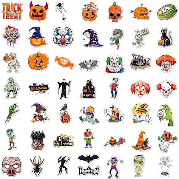 100 st Halloween Pumpa Spöke Häxa Bat Cartoon Dekaler, Halloween Cartoon Barn Graffiti Dekaler, Halloween Party Dekorationer