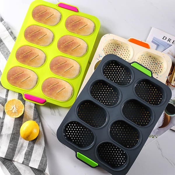 ING Allecto Plus, Silikone bageform med 8 rum til baguettes, Ideel til bagning, Varmebestandig