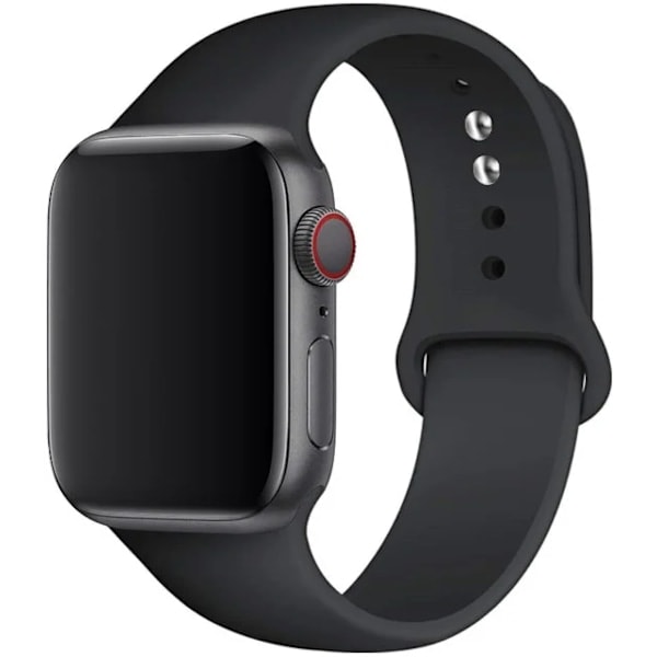 Silikonreim for Apple Watch Band 45mm 44mm 42mm 49mm 41mm 40mm 38mm armbånd iwatch Series 8 7 9 SE 4 3 5 Ultra 6 Svart Svart 42 44 45 49 mm SM