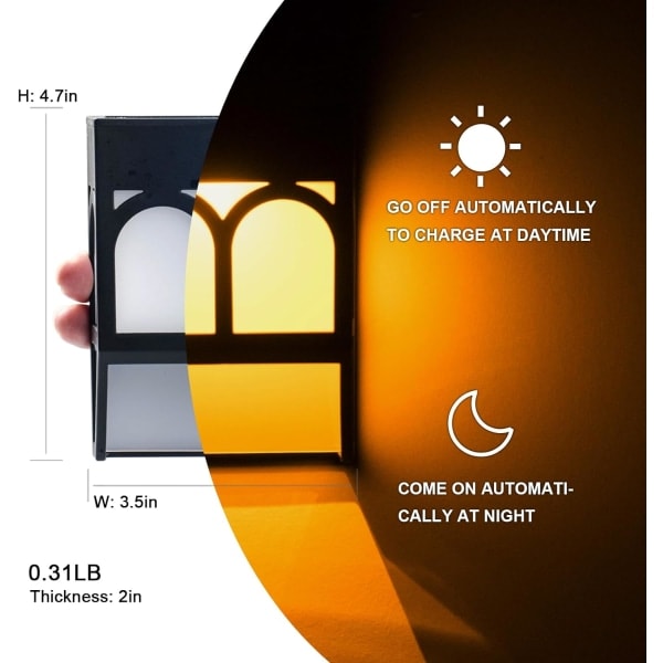Udendørs Solcellelamper 2 Tilstande LED Solcellehegnlamper Vandafvisende Dekorative Solcellehavelamper Varmt Hvidt + RGB - 6 Pak...
