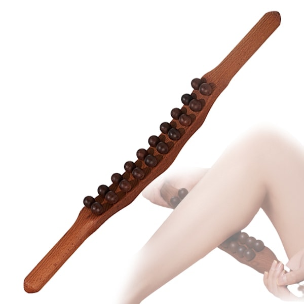 Guasha Träpinne Verktyg Träterapi Skrapning Lymfdränage Massageapparat Dubbel Rad 20 Pärlor Akupressur Gua Sha Verktyg