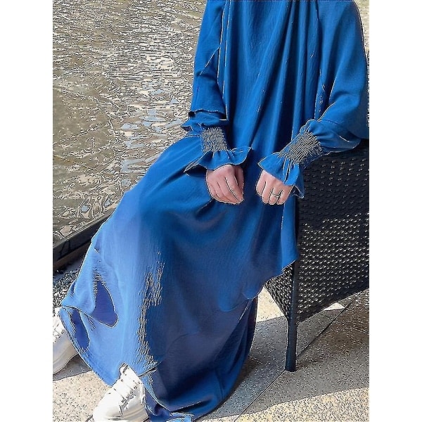 Ramadan Eid Muslimsk Dame Jilbab 2-Delt Abaya med Hijab Lang Khimar Niqab Sett Overhode Bønnekjole Islam Antrekk Djellaba Burka Mørk Kaffe Sett ML