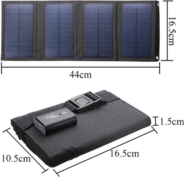 Sammenfoldeligt solpanel - 20W 5V - USB-oplader - Solceller - IP65 - Mobiltelefonoplader - til camping, nødsæt, rejser