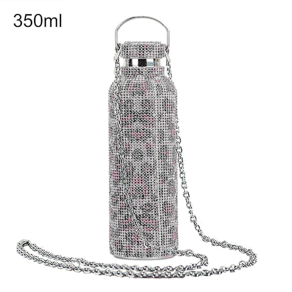 Isolert flaske med 350 ml/500 ml/750 ml, innlagt med strass, termisk isolasjon, rustfritt stål, isolert vannflaske for barn til reise Blue 750ML