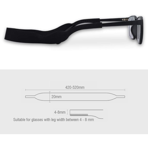 Gummiband för glasögon, justerbara bågar med elastiska band, säker passform för glasögon