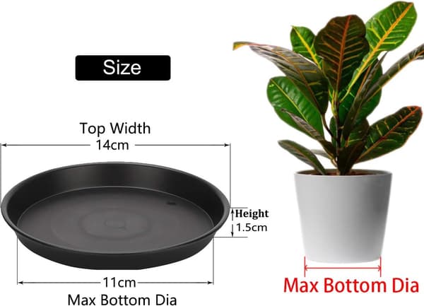 ING 5-pack Planter Fat Plast Planteringskruka Fat Blomkruka Droppbrickor för Inomhus- och Utomhusväxter, Grå, 14 cm