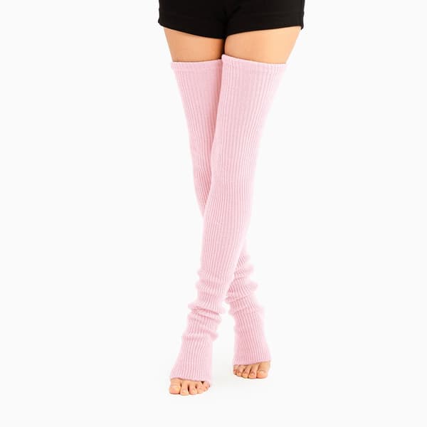 Over-knee strømper, 1 par - Efterår/vinter varme strømper - Knæstrømper - Yoga strømper - Fodløse strømper til kvinder - Lårhøje strømper - 90 cm pink