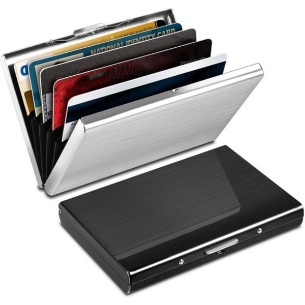 Smal case med RFID NFC-skydd, kreditkortshållare i aluminium med sedelfack, set med 2