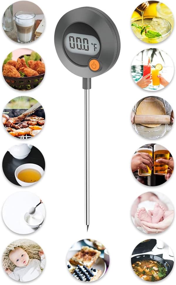 ING Mattermometer - Kjøkkentermometer - Steketermometer - Rustfritt stål - Maksimal temperatur opptil 250 grader Celsius