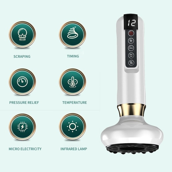 Koppningsset Gua Sha Massage Tryckavlastning Uppvärmning 12 Lägen Smart Elektrisk Koppning Bärbar Uppladdningsbar Koppningsmassage...