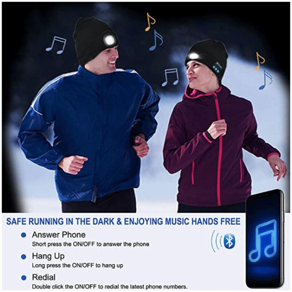 Bluetooth Beanie med indbyggede stereohøjttalere og mikrofon, unisex