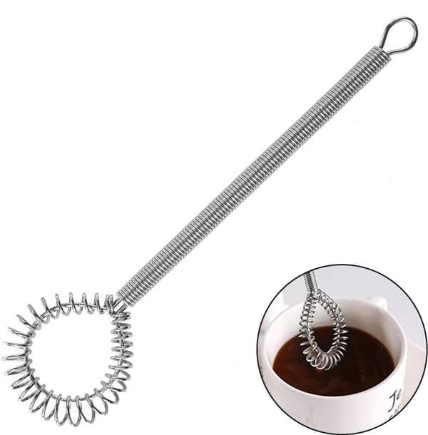 Fjederbelastet spiralpiskeris i rustfrit stål, ophængstype, køkkenbarmixer, sølv.
