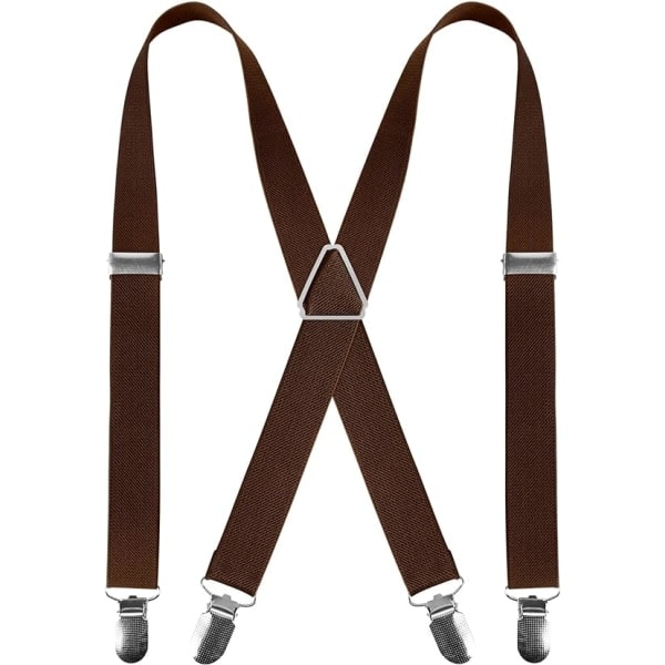 Clips X-formade herrbyxor Justerbara elastiska byxor Herrbyxor Herrbröllopsbyxor Business Casual byxor (Kaffebrun)