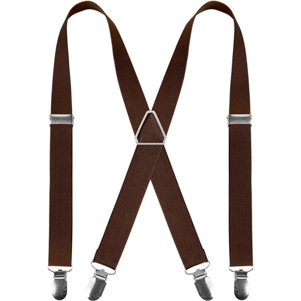 Clips X-formet Herrebukseseler Justerbare Elastiske Bukseseler Herrebukseseler Herrebukseseler til Bryllup Formelle Bukseseler (Kaffe)