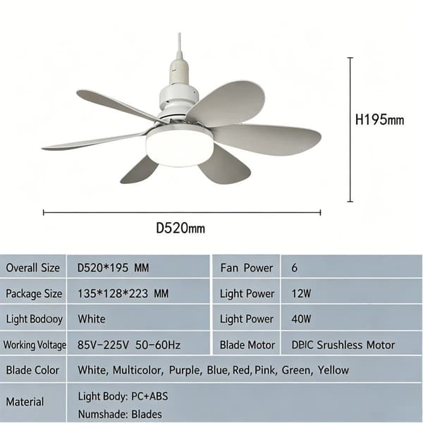 Loftventilator - 40W - 6 blade - 3 hastigheder - Stille
