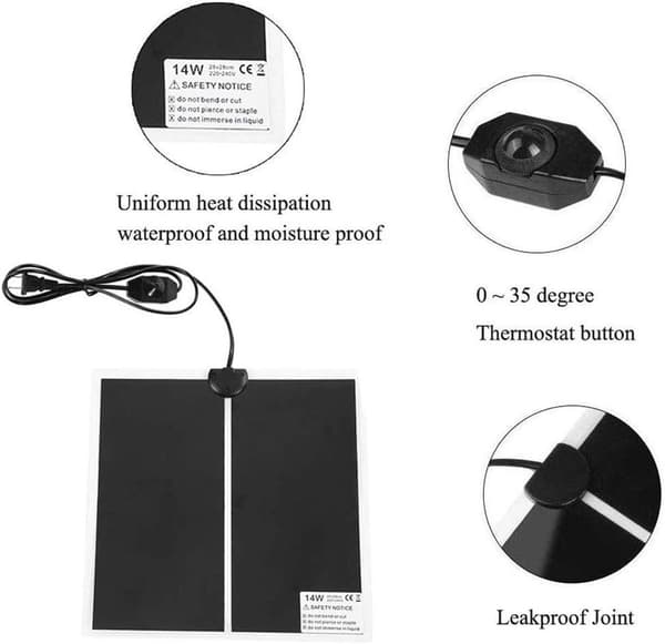 Varmematte 5w - 14cm x 15cm - med dimmer