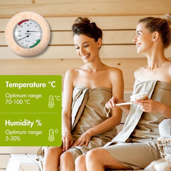 Bastutermometer Hygrometer, 2-i-1 Trä Bastu Termo-Hygrometer, Digitala Bastumätinstrument