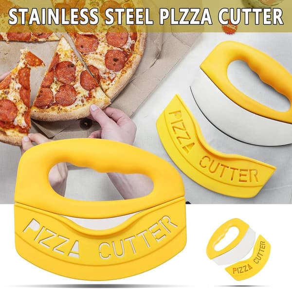 Pizzakutter Pizzavuggekniv Ultraskarp Pizzakutter i Rustfritt Stål Ergonomisk Pizzakutter i Rustfritt Stål for Kutting av Pizza og Separasjon av Deig
