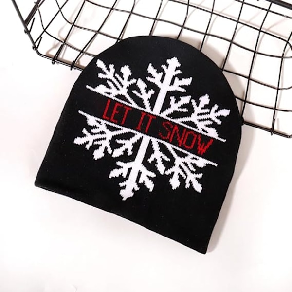 Julegave Unisex Strikket Hue Julehue med Tegneserieprint Strikkede Huer Skull Huer Vinterhuer, 02