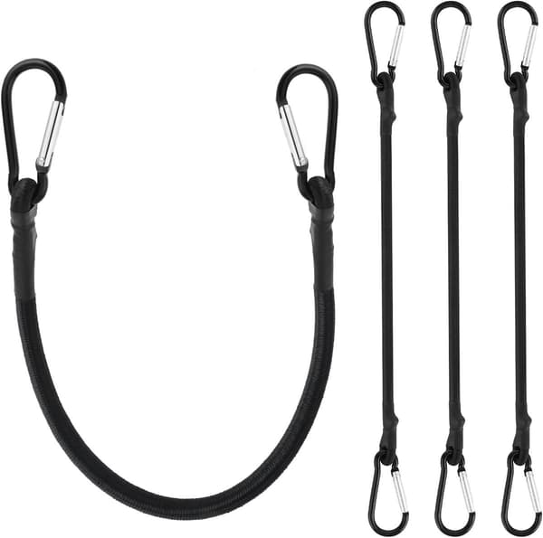 ING 4-delt sæt - Bagagestropper - 30 cm elastisk snor med karabinhage - Bindestropper - Karabinhage elastisk snor - Udtrækkelig snor -