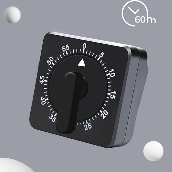 ING Timer, Analog timer, Mekanisk timer, 60 minutter, Gadget, Timer, Koketimer, Verktøy, Egnet for matlaging, baking, koking av egg, Svart