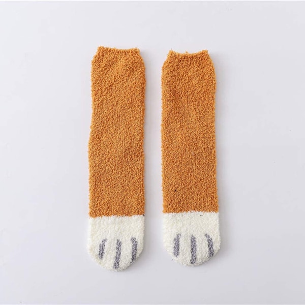 Fluffy katt-sokker med kattepote-design, 6 par