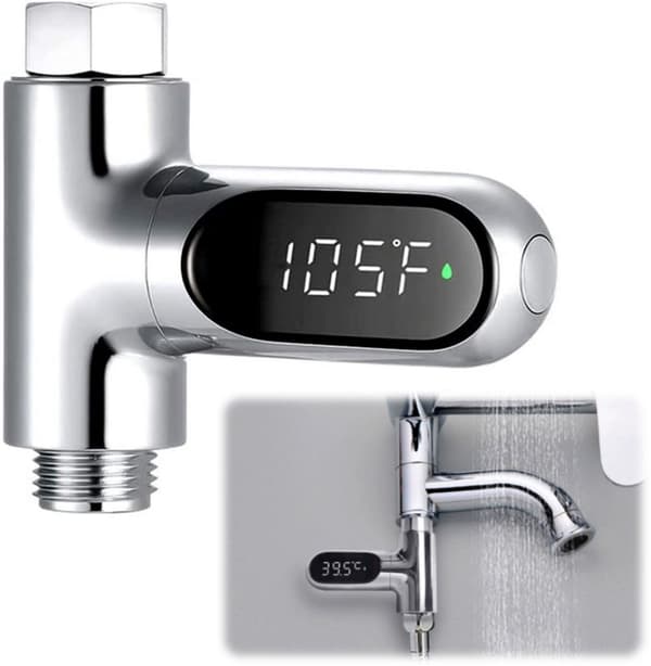 Termometer, Innendørs Termometer, Kjøkkentermometer, Hurtigavlesning Dusjtermometer, Digital LED, Fahrenheit/Celsius Display 5-85°C/41-185°F