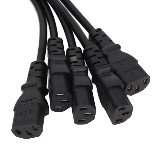 UPS PDU C14 til 5X C13 Strømadapterkabel, 10A 250V Y-Splitter, Han til Hun Strømkabel, 1.6ft