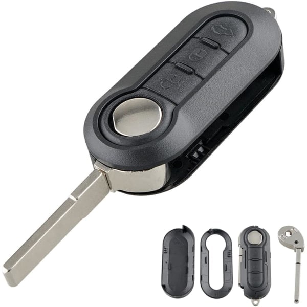 3 Button Car Key Shell Replacement - Compatible with Fiat 500, Peugeot, Citroen - Durable, Stylish Remote Key Shell