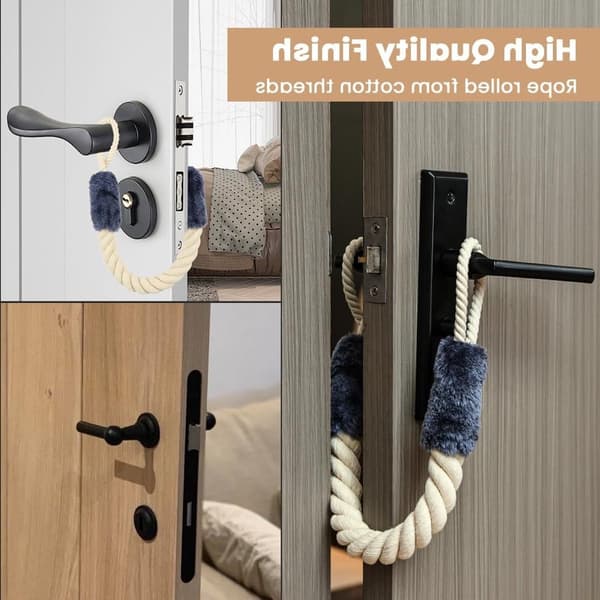 Dörrstoppsrep för barn och husdjur, 60 cm säkerhetsrep i bomull, 2-pack, blå