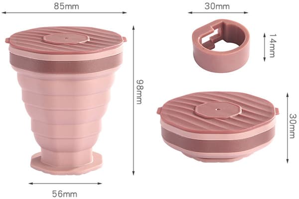 ING Sammenleggbar Kopp - Silikonkopp - Reisekopp - Tote Kopp - Lommekopp - Kaffe/Te Kopp Reisekopp - 220ml