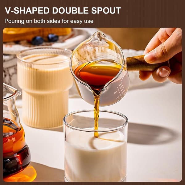 2 st espressomått i klarglas med dubbla pipar, 75 ml, för kaffebryggning