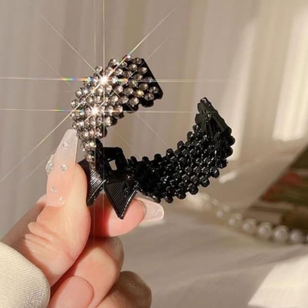Hårklämmor med strass för hästsvans, 3-pack, halkfria.