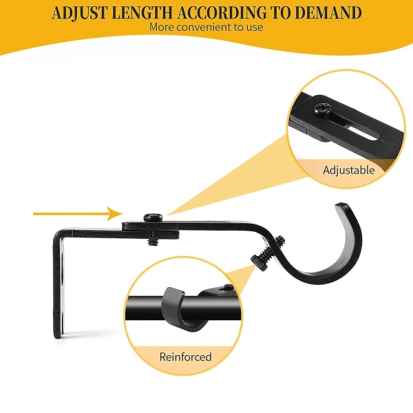 Gardinstangfeste - Hengende metallstrukturkroker - 2 stk, svart - Slitesterk og enkel installasjon